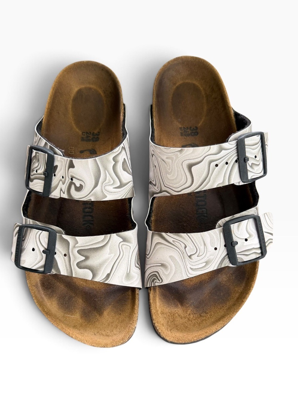Birkenstock Arizona Marbletwirl Black White Birkenstock-Flor Sandals Size 38